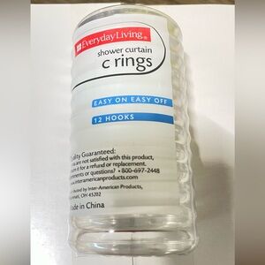 3packs of 12 clear plastic C-shaped shower curtain ring hooks. NWT